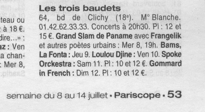 pariscope trois baudets